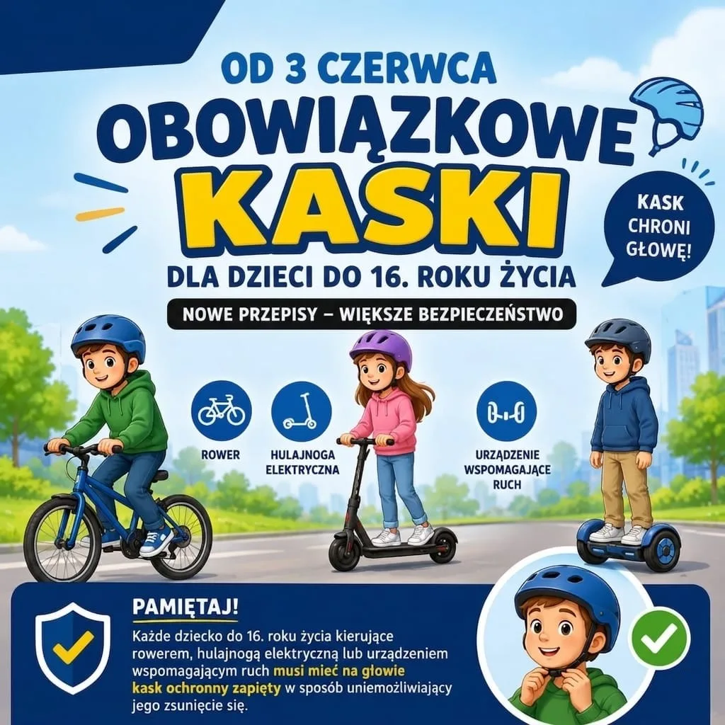 Nowe przepisy: obowiązkowe kaski dla młodych rowerzystów